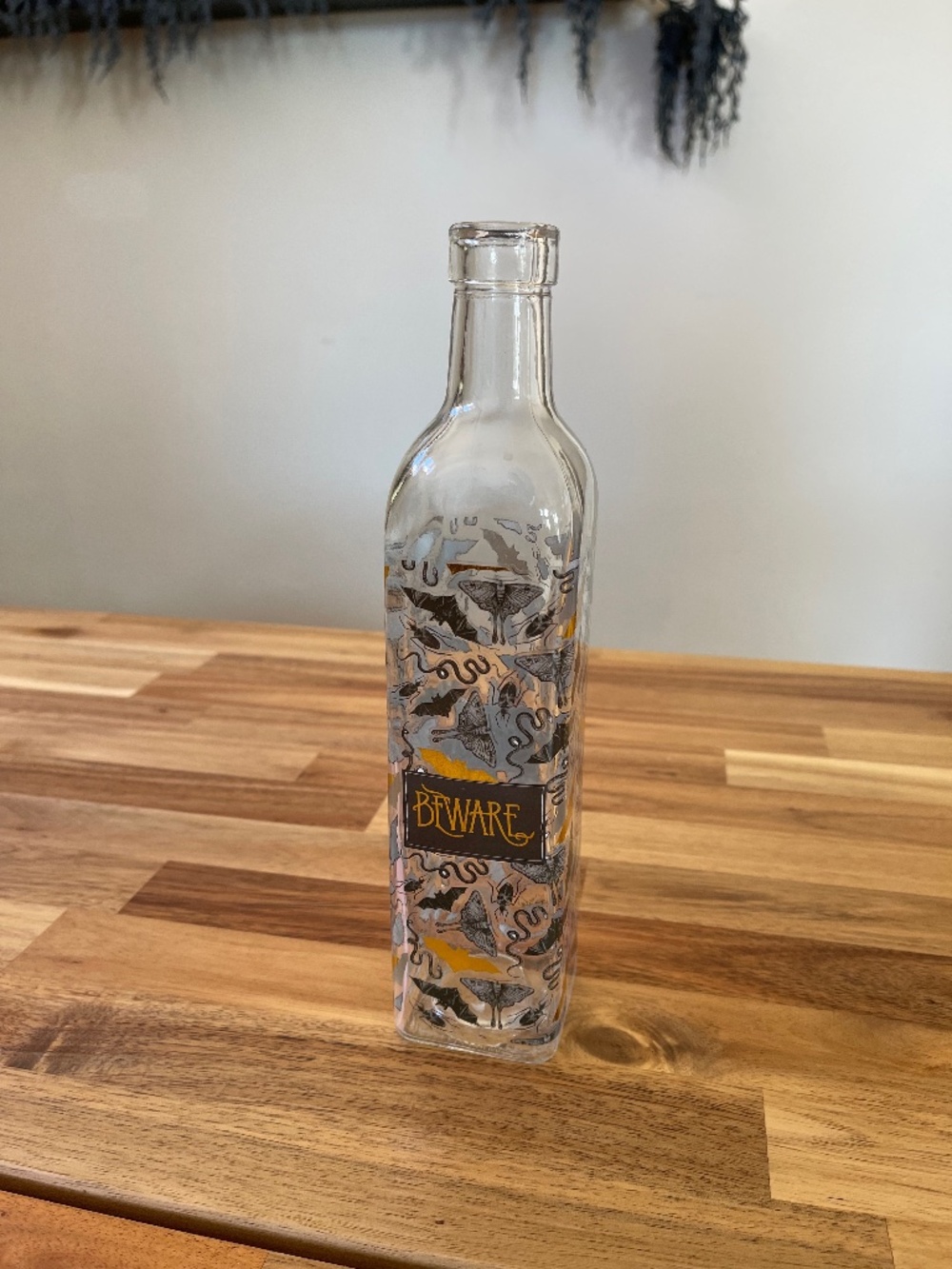 Halloween - Beware bottle with moths, bats - T.J. MAXX